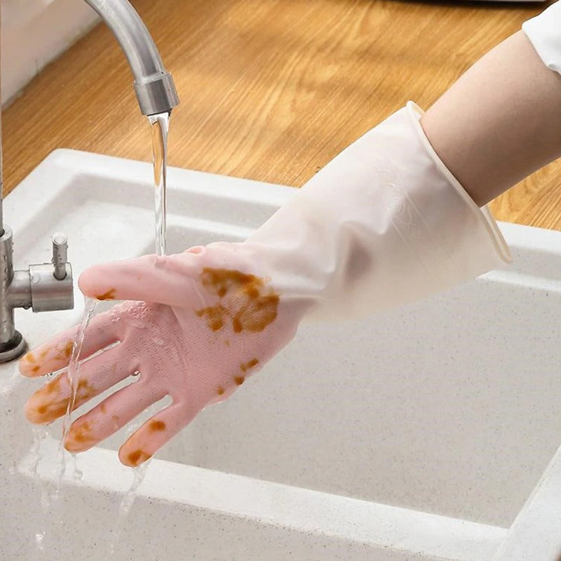 1Pair Silicone Cleaning Gloves Dishwashing Cleaning Gloves